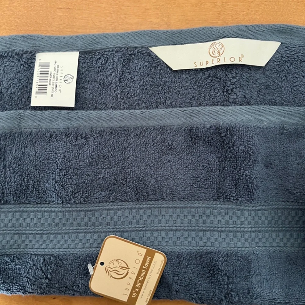Superior Lush Hand Towel, Set of 3, River Blue, New with Tags, 16